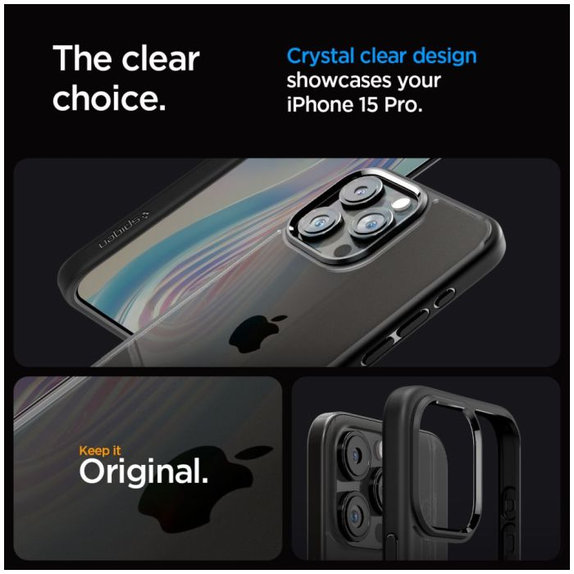 Custodia Ultra Hybrid per iPhone 15 Pro, Matte Black, Spigen