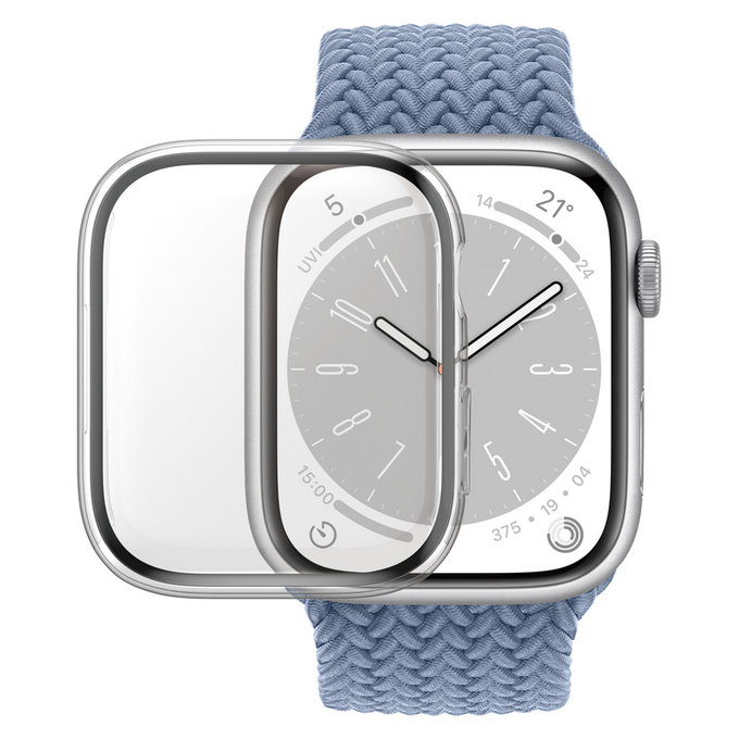 Vetro temperato Full Body D3O per Apple Watch 9/8/7 41 mm, Trasparente, PanzerGlass