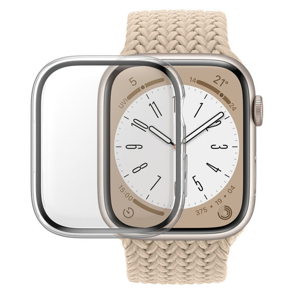 Vetro temperato Full Body D3O per Apple Watch 9/8/7 45 mm, Trasparente, PanzerGlass