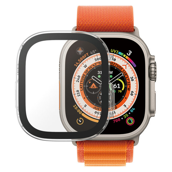 Vetro temperato Full Body D3O per Apple Watch Ultra/Ultra 2, Trasparente, PanzerGlass