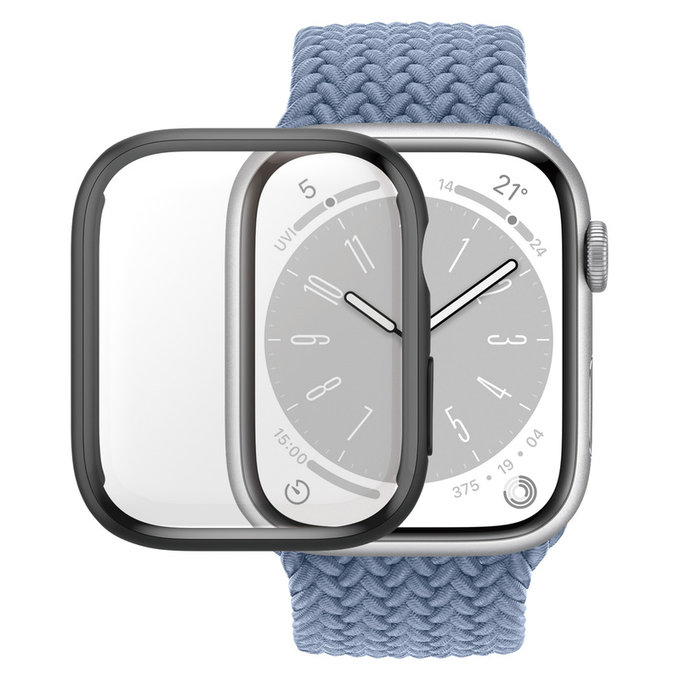 Vetro temperato Full Body D3O per Apple Watch 9/8/7 41 mm, Nero, PanzerGlass