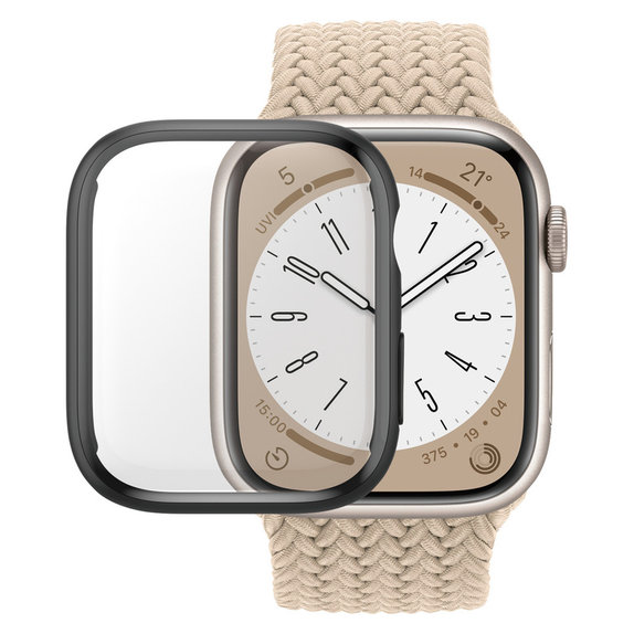 Vetro temperato Full Body D3O per Apple Watch 9/8/7 45 mm, Nero, PanzerGlass