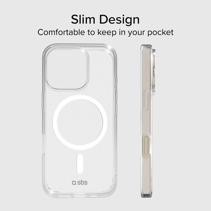 Custodia Light Mag con MagSafe per iPhone 15 Pro, Transparent, SBS