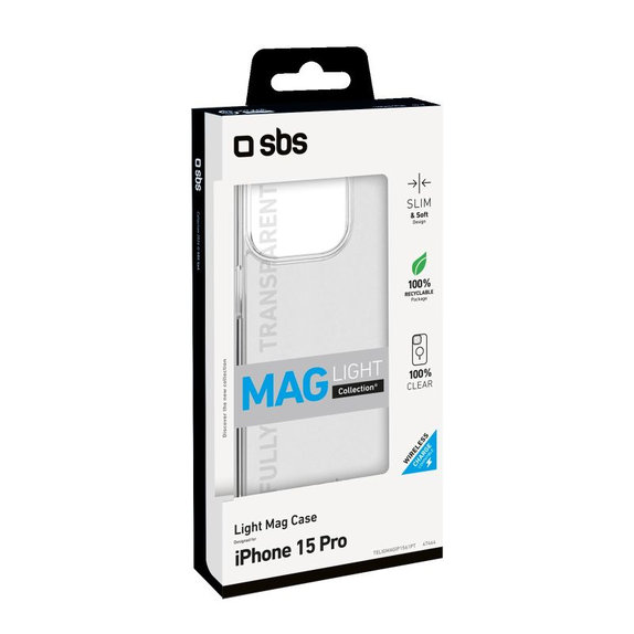 Custodia Light Mag con MagSafe per iPhone 15 Pro, Transparent, SBS
