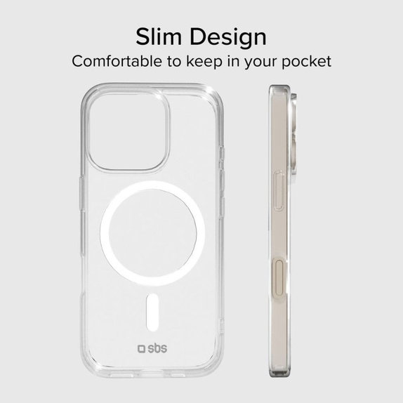 Custodia Light Mag con MagSafe per iPhone 15 Pro Max, Transparent, SBS