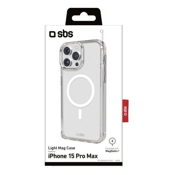 Custodia Light Mag con MagSafe per iPhone 15 Pro Max, Transparent, SBS