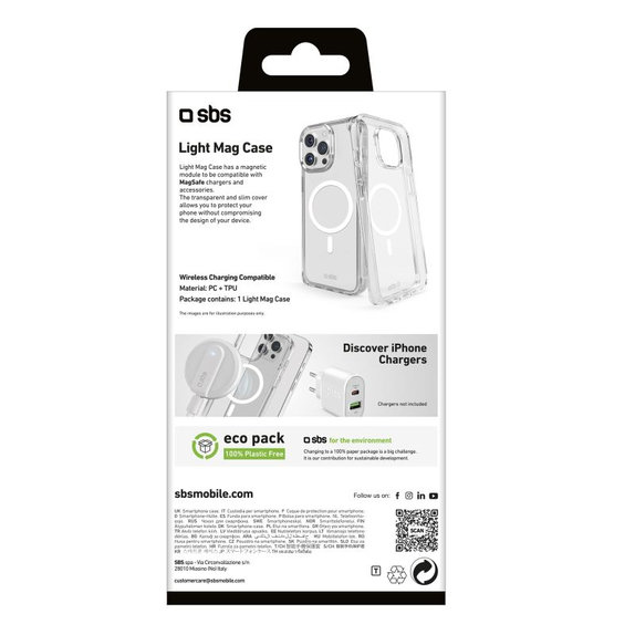 Custodia Light Mag con MagSafe per iPhone 15 Pro Max, Transparent, SBS
