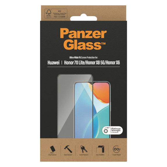 Vetro temperato UWF per Honor 70 Lite, Nero, PanzerGlass