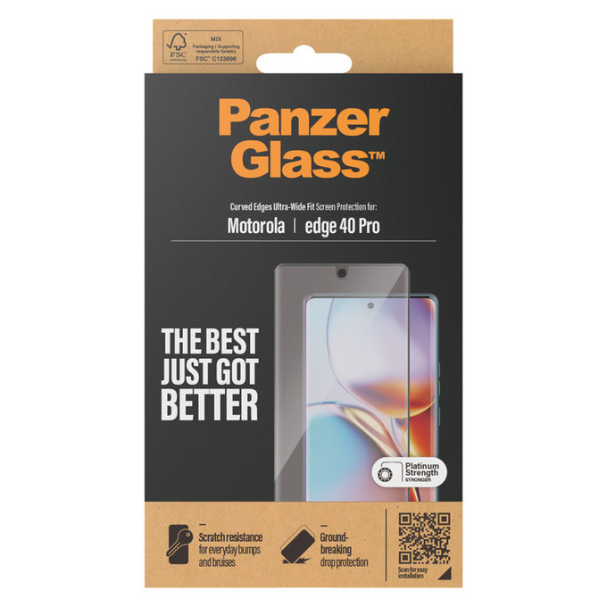 Vetro temperato UWF per Motorola Edge 40 Pro, Nero, PanzerGlass