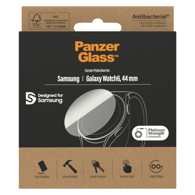 Vetro temperato Flat Glass AB per Samsung Galaxy Watch6 44 mm, Trasparente, PanzerGlass