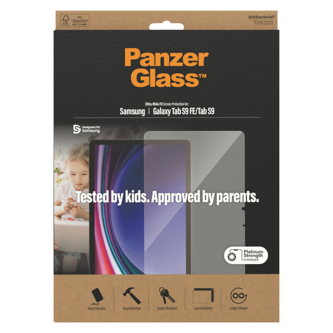 Vetro temperato UWF AB per Samsung Galaxy Tab S9/S9 FE, Trasparente, PanzerGlass