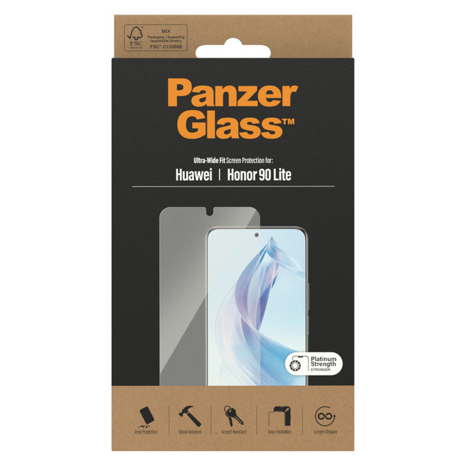 Vetro temperato UWF per Honor 90 Lite, Trasparente, PanzerGlass