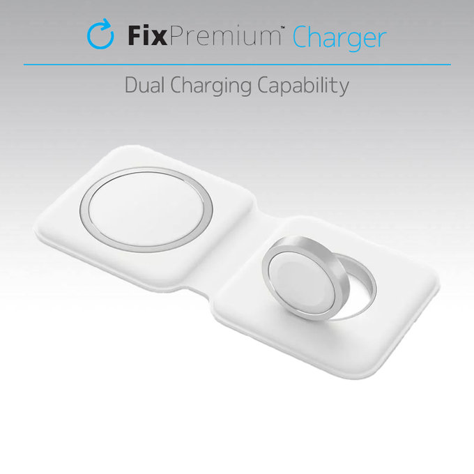 MagSafe Duo per iPhone e Apple Watch, White, FixPremium