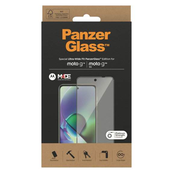Vetro temperato UWF per Motorola Moto G14/G54 5G, Nero, PanzerGlass