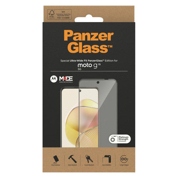 Vetro temperato UWF per Motorola Moto G73 5G, Nero, PanzerGlass