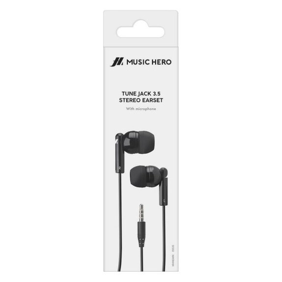 Auricolari stereo Tune con jack 3.5 mm, Black, Music Hero