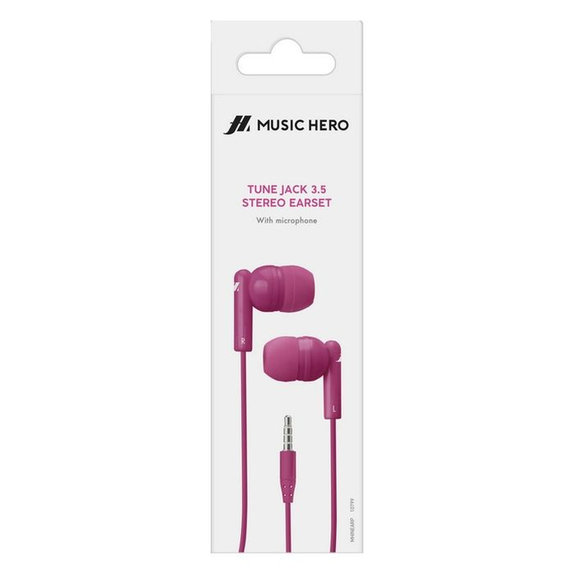 Auricolari stereo Tune con jack 3.5 mm, Rosa, Music Hero