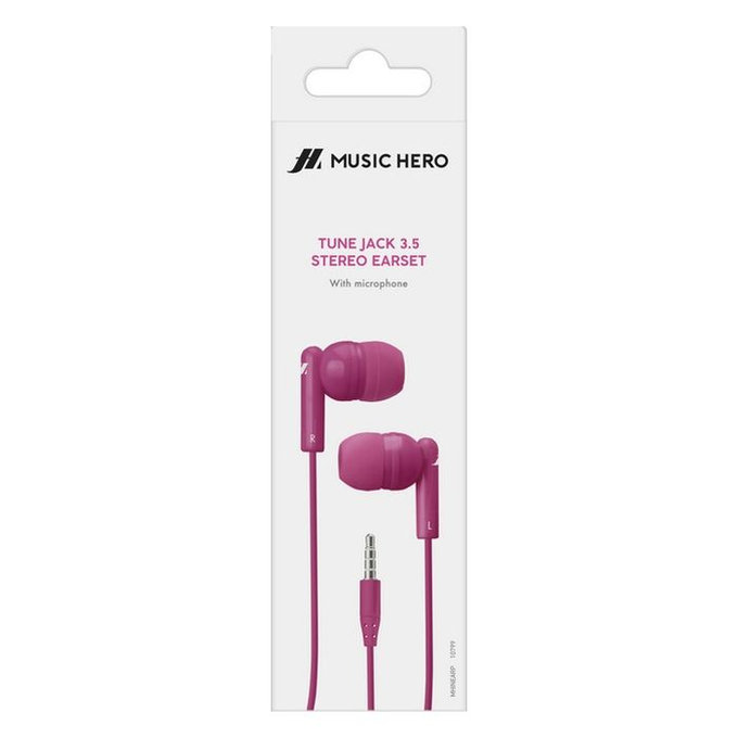 Auricolari stereo Tune con jack 3.5 mm, Rosa, Music Hero