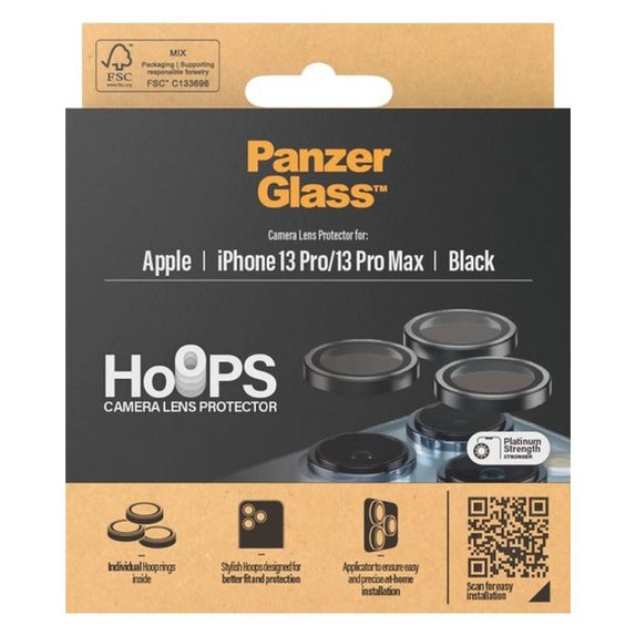 Protezione obiettivo fotocamera posteriore Hoops per iPhone 13 Pro a 13 Pro Max, Black, PanzerGlass
