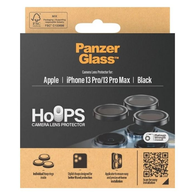 Protezione obiettivo fotocamera posteriore Hoops per iPhone 13 Pro a 13 Pro Max, Black, PanzerGlass