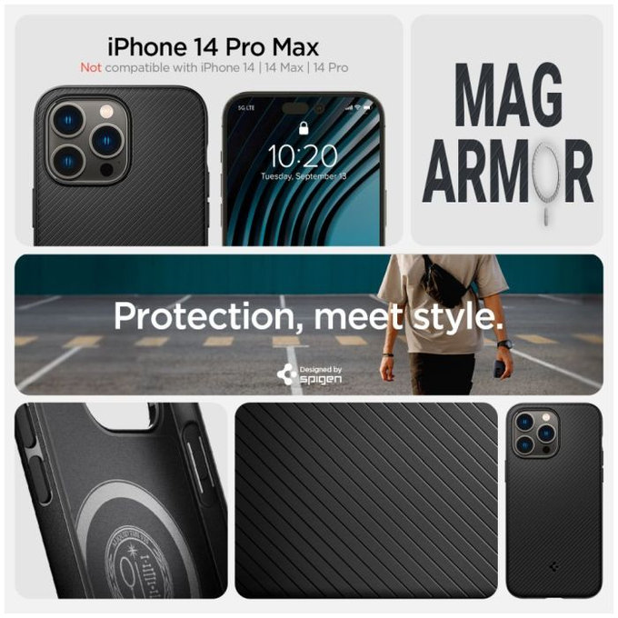 Custodia Mag Armor con MagSafe per iPhone 14 Pro Max, Matte Black, Spigen