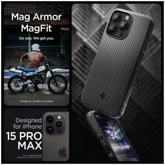 Custodia Mag Armor con MagSafe per iPhone 15 Pro Max, Matte Black, Spigen
