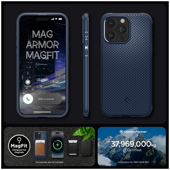 Custodia Mag Armor con MagSafe per iPhone 15 Pro Max, Navy Blue, Spigen
