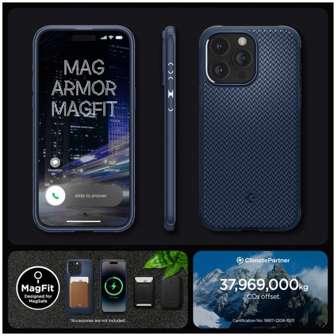 Custodia Mag Armor con MagSafe per iPhone 15 Pro Max, Navy Blue, Spigen