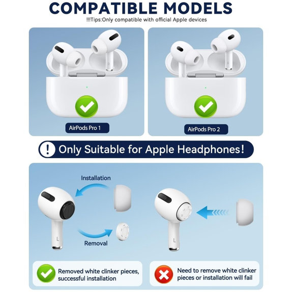 Set di gommini per AirPods Pro 2pcs L, S, White, FixPremium
