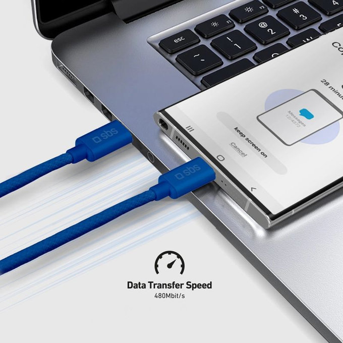 Cavo da USB-C a USB-C 60W PD 1,5 m, Blue, SBS