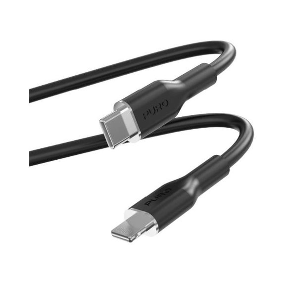Cavo USB-C a Lightning MFI 12W Soft 1,5 m, Black, PURO