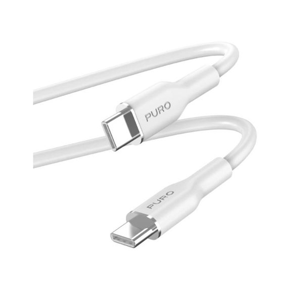 Cavo USB-C a USB-C 60W Soft 1,5 m, White, PURO