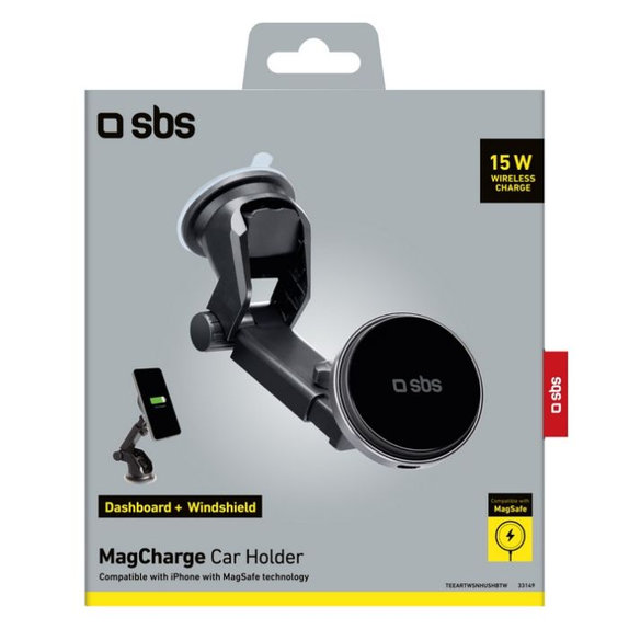 Supporto auto MagCharge 15W, Black, SBS