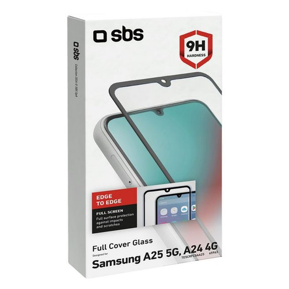 Vetro temperato Full Cover per Samsung A25 5G, Black, SBS