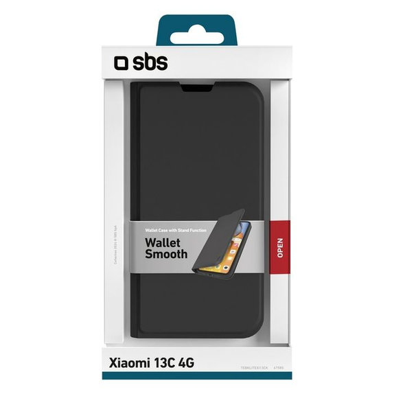 Custodia Book Wallet Lite per Xiaomi Redmi 13C, Black, SBS