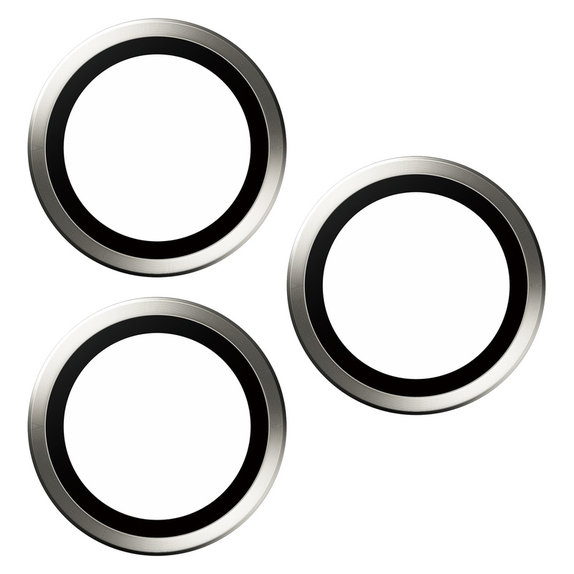Protezione obiettivo fotocamera Hoops per iPhone 15 Pro/15 Pro Max, White Metal, PanzerGlass
