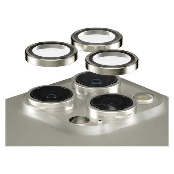 Protezione obiettivo fotocamera Hoops per iPhone 15 Pro/15 Pro Max, Natural Metal, PanzerGlass