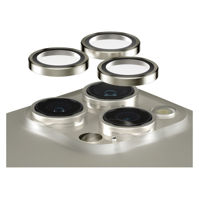Protezione obiettivo fotocamera Hoops per iPhone 15 Pro/15 Pro Max, Natural Metal, PanzerGlass