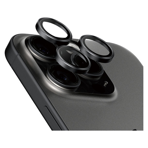 Protezione obiettivo fotocamera Hoops per iPhone 15 Pro/15 Pro Max, Black Titanium, PanzerGlass