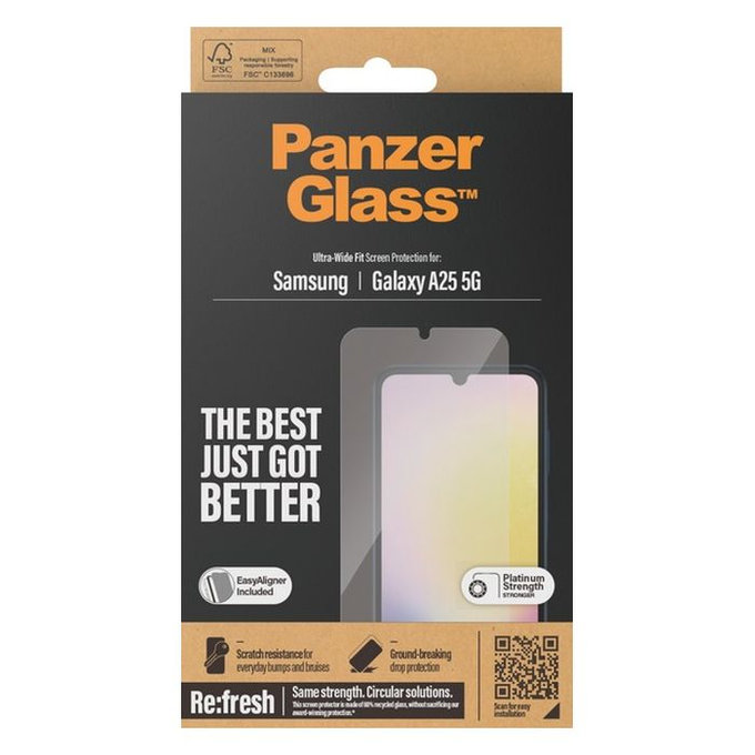 Vetro temperato Re:fresh UWF con aplicator per Samsung A25 5G, Black, PanzerGlass