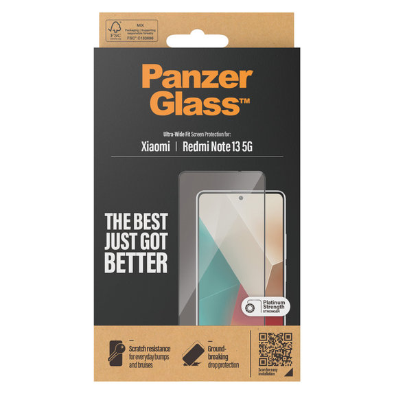 Vetro temperato UWF per Xiaomi Redmi Note 13, Nero, PanzerGlass