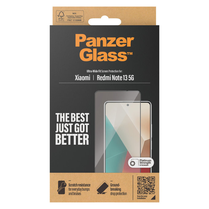 Vetro temperato UWF per Xiaomi Redmi Note 13, Nero, PanzerGlass