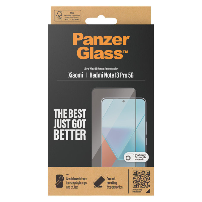 Vetro temperato UWF per Xiaomi Redmi Note 13 Pro 5G, Nero, PanzerGlass