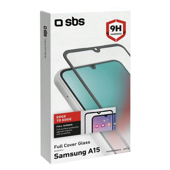 Vetro temperato Full Cover per Samsung A15 5G, Black, SBS