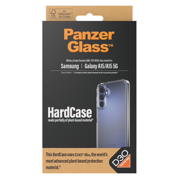 Custodia HardCase D3O per Samsung Galaxy A15/A15 5G, Trasparente, PanzerGlass
