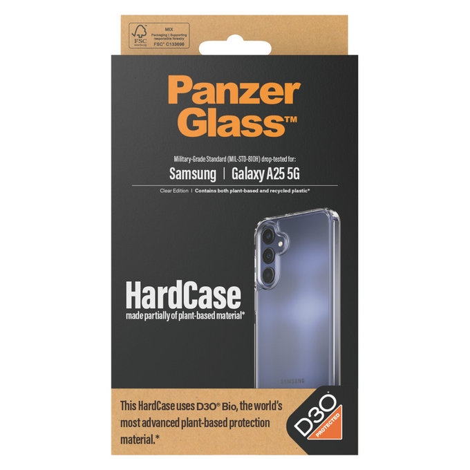 Custodia HardCase D3O per Samsung Galaxy A25 5G, Trasparente, PanzerGlass