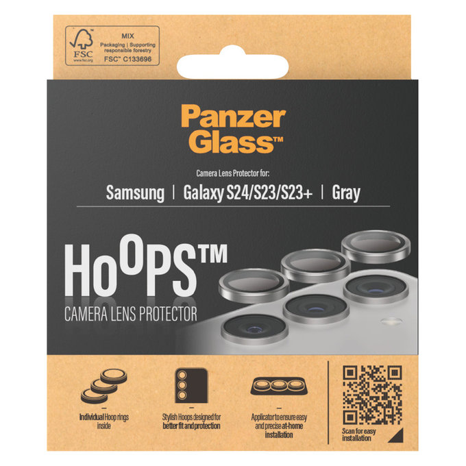 Protezione obiettivo fotocamera Hoops per Samsung Galaxy S24/S23/S23+, Grigio, PanzerGlass