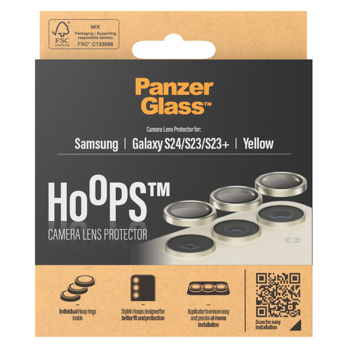 Protezione obiettivo fotocamera Hoops per Samsung Galaxy S24/S23/S23+, Giallo, PanzerGlass