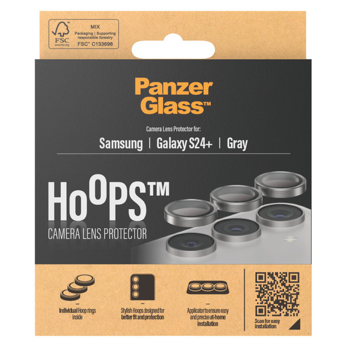 Protezione obiettivo fotocamera Hoops per Samsung Galaxy S24+, Grigio, PanzerGlass