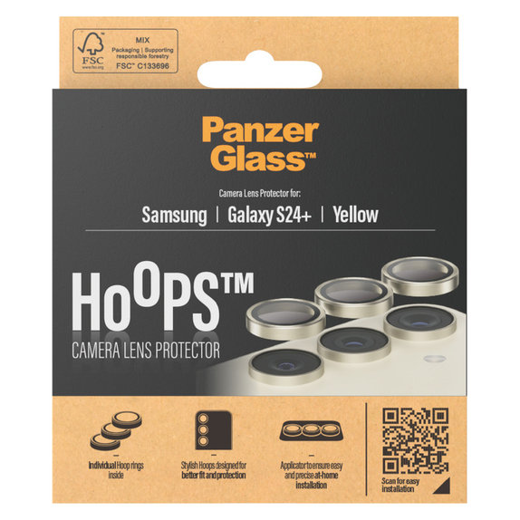 Protezione obiettivo fotocamera Hoops per Samsung Galaxy S24+, Giallo, PanzerGlass